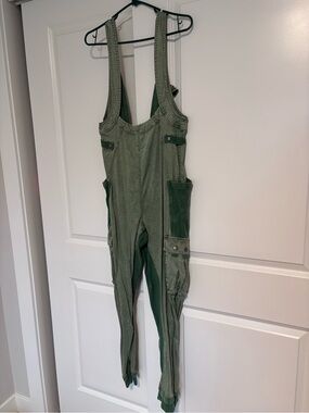 Free People Olive Green Utility Overalls
